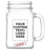 DISCOUNT PROMOS Custom Libbey Mason Jars w/Handles 16 oz. Set of 7, Personalized Bulk Pack - Traditional style, High standard - Black