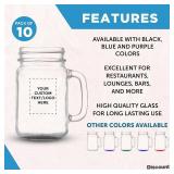 DISCOUNT PROMOS Custom Libbey Mason Jars w/Handles 16 oz. Set of 7, Personalized Bulk Pack - Traditional style, High standard - Black