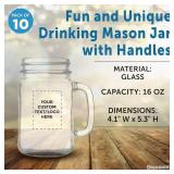 DISCOUNT PROMOS Custom Libbey Mason Jars w/Handles 16 oz. Set of 7, Personalized Bulk Pack - Traditional style, High standard - Black