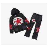 Boys States 2.0 Black/Red Stacked Hoodie Track Set