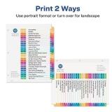 Avery A-Z Dividers for 3 Ring Binders, 26 Tabs per Set, Customizable Table of Contents, Multicolor Tabs