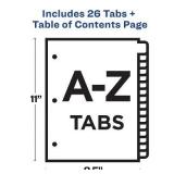Avery A-Z Dividers for 3 Ring Binders, 26 Tabs per Set, Customizable Table of Contents, Multicolor Tabs