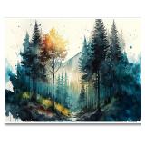 Generic Watercolor Forest Poster Forest Wall Art Serenity Nature Landscape Wall Decor Modern Rustic Scenic Nature Prints 16x24inch Unframed, 16.00