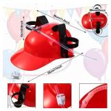 5 Pcs Beverage Helmet Soda Hat Beverage Holder Helmet with Straw Hole Adjustable Holder Cap Beverage Hat for Party Supply (Red)