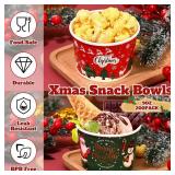 Yaomiao 200 Pcs Christmas Paper Bowls Christmas Disposable Snack Bowls 9 oz Paper Ice Cream Cups Xmas Soup Bowls Paper Cups Bulk Paper Dessert Cups for Christmas Party Supplies, Hot or Cold Food