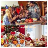 Yaomiao 200 Pcs Christmas Paper Bowls Christmas Disposable Snack Bowls 9 oz Paper Ice Cream Cups Xmas Soup Bowls Paper Cups Bulk Paper Dessert Cups for Christmas Party Supplies, Hot or Cold Food