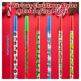 Woanger 200 Pcs Christmas Stick Pens Bulk Novelty Holiday Ballpoint Pens Xmas Santa Elk Snowman Stick Pens for Christmas Home School Classroom Party Gift
