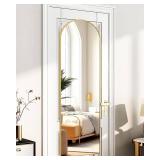 Full Length Mirror Door Hanging, Door Mirror, Over The Door Mirror Full Length, 50"x16" Bathroom Door Mirror, Long Mirror for Bedroom Living Room Locker Room (Gold)