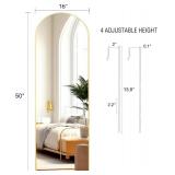 Full Length Mirror Door Hanging, Door Mirror, Over The Door Mirror Full Length, 50"x16" Bathroom Door Mirror, Long Mirror for Bedroom Living Room Locker Room (Gold)