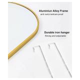 Full Length Mirror Door Hanging, Door Mirror, Over The Door Mirror Full Length, 50"x16" Bathroom Door Mirror, Long Mirror for Bedroom Living Room Locker Room (Gold)