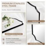 Retails for $200! 36"L x 24"W ANDY STAR Matte Black Mirror, 24x36 Inch Scalloped Bathroom Mirror, Unique Wavy Rectangle Mirror in Stainless Steel Metal 1 Frame, Wall Mount Vertical or Horizontal