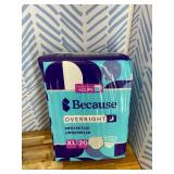 Because Premium Overnight Plus Incontinence Underwear - White, XL, 20 Ct
