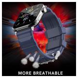 Kethink Sport Band for Watch 44mm 42mm, Man Breathable Strap Soft Silicone Band Replacement for iWatch Series SE/6 5/4/3/2/1 (Midnight Blue, 38/40 mm)