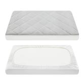 TILLYOU Pack and Play Sheets Pad - Waterproof Play Yard Playpen Sheets Pad, Soft Quilted Sheets with 1