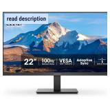 KOORUI 22 Inch Computer Monitor Full HD 1080P 100Hz PC Gaming Screen VA Panel Ultra-Slim Display 3000:1 Contrast Ratio with Adpitive Sync (HDMI/VGA/VESA Compatible 100x100mm/Audio Out), Tilt, Black