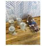 4 Sets Labor Day Centerpieces for Tables Red White and Blue American Patriotic Flowers Decorations Include 11.81 Inch Artificial Berry Stem Stars Picks and Vase for Home Office