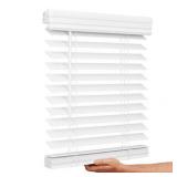 31" x 48" Lotus & Windoware Cordless 2" Faux Wood Room Darkening Horizontal Blind, 31" W x 48" L, Bright White, Embossed