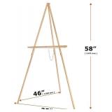 DJAR 3 Pcs 63" Wooden Easel Stand for Sign, Dual-use Adjustable Height, Wood Floor Display Easel for Wedding, Welcome Board, Poster, Picture, Photo- Natural