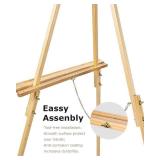 DJAR 3 Pcs 63" Wooden Easel Stand for Sign, Dual-use Adjustable Height, Wood Floor Display Easel for Wedding, Welcome Board, Poster, Picture, Photo- Natural