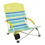 Coleman Utopia Breeze Lightweight Beach Chair with Cup Holder, Comfortable Portable Outdoor Chair with Carry Bag, Supports up to 250lbs, Great for Beach & Yard