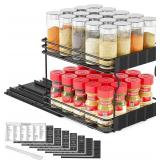 SpaceAid Pull Out Spice Rack Organizer for Cabinet, Heavy Duty Slide Out Seasoning Kitchen Organizer, Cabinet Organizer, with Labels, 8.5" W x10.75 D x8.5 H, 1 Drawer 2-Tier