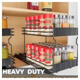 SpaceAid Pull Out Spice Rack Organizer for Cabinet, Heavy Duty Slide Out Seasoning Kitchen Organizer, Cabinet Organizer, with Labels, 8.5" W x10.75 D x8.5 H, 1 Drawer 2-Tier