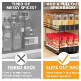 SpaceAid Pull Out Spice Rack Organizer for Cabinet, Heavy Duty Slide Out Seasoning Kitchen Organizer, Cabinet Organizer, with Labels, 8.5" W x10.75 D x8.5 H, 1 Drawer 2-Tier