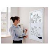 Real Wooden Framed Magnetic Dry Erase Whiteboard, 24" X 36", Vertical/Horizontal Wall Mount, Includes Black Marker, Eraser and 4 Magnets, by Better Office Products (Rustic Brown)