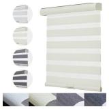 34"W x 72"H Ready Made Persilux Cordless Zebra Blinds for Windows with Jacquard Pattern Insulated Roller Shades Light Filtering Sheer Window Shades for Home, Office and Door (34" W x 72" H, Cream)