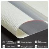 34"W x 72"H Ready Made Persilux Cordless Zebra Blinds for Windows with Jacquard Pattern Insulated Roller Shades Light Filtering Sheer Window Shades for Home, Office and Door (34" W x 72" H, Cream)