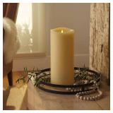 6.25x15-inch Luminara Grand Pillar Flameless LED Candle, Ivory 6.25" x 15", Battery Operated Real Wax w/Timer, Moving Flame, Realistic Unscented Home Decor Safe