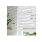 Joydeco Cordless Zebra Blinds for Windows, Privacy Light Filtering Dual Layer White Sheer Roller Shades for Home Office Bedroom, 45" W 75" H