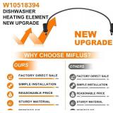 W10518394 Dishwasher Heating Element Compatible for Whirl-pool Ken-more May-tag Am-ana Replaces 8194250 8563007 8572861 W10134009 W10441445 W10518394VP by MIFLUS