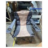 ALPHA CAMP Oversized Camping Folding Chair, Heavy Duty Support 450 LBS Steel Frame Collapsible Padded Arm Chair with Cup Holder Quad Lumbar Back, Portable for Outdoor