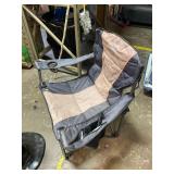 ALPHA CAMP Oversized Camping Folding Chair, Heavy Duty Support 450 LBS Steel Frame Collapsible Padded Arm Chair with Cup Holder Quad Lumbar Back, Portable for Outdoor