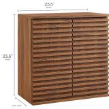 Retails for $182! Modway Render Wall Mounted Bathroom Cabinet in Walnut - 23.5 Inch Compact Wall Storage with Slatted Doors and Adjustable Shelves for Bathroom or Laundry Room