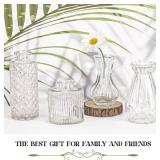 Set of 12 Glass Bud Vase Set, Small Vintage Clear Flower Vase Centerpieces for Table Bulk Cute Rustic Style Mini Vase for Home Decor Wedding Baby Shower Birthday Party