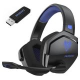 NUBWO Wireless Gaming Headset with Mic for Ps5 Ps4 PC, Zero Interference, 100-Hour Battery All-Day Play, 23ms Sync for Fortnite & Call of Duty/FPS Gamers, Triple Mode All Devices Compatible - Blue