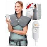Heating Pad for Neck and Shoulders and Back Pain Relief, Birthday Gifts for Women Men Mom Dad, FSA Eligible Items Only List, Large Heat Pad for Back 6 Heat Settings 4 Timers Auto-Off, 22"x37" Grey