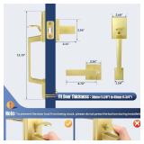 Gold Front Door Handle Set with Passage Lever, Deadbolt Not Included, Exterior Lower Half Grip Trim, Works with Single Cylinder or Smart Deadbolts, Satin Brass