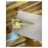 Gold Front Door Handle Set with Passage Lever, Deadbolt Not Included, Exterior Lower Half Grip Trim, Works with Single Cylinder or Smart Deadbolts, Satin Brass