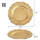 Vintage Gold Decorative Tray for Coffee Table, Round Trays for Home Decor, Perfume, Candles, Jewelry Organizer, Table Centerpieces Wooden Ottoman Tray for Living Room Farmhouse