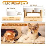 Elevated Ceramic Dog Bowl Set - Raised Dog Bowls with Non-Slip Bamboo Stand - Dog Food and Water Bowl Set - Double Dog Feeding Bowls - Suitable for Small and Medium Dogs - 28.74 OZ - 3.6 CUPS - 850 ML