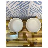 Elevated Ceramic Dog Bowl Set - Raised Dog Bowls with Non-Slip Bamboo Stand - Dog Food and Water Bowl Set - Double Dog Feeding Bowls - Suitable for Small and Medium Dogs - 28.74 OZ - 3.6 CUPS - 850 ML