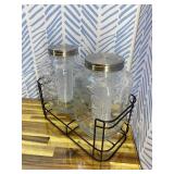 1 Gallon Glass Drink Dispensers For Parties-Set of 2,Drink Dispenser with Fruit Infuser & Stand,Juice or Beverage Dispenser for BBQ, Picnic, Party,Laundry Detergent Dispenser