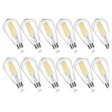 11-Pack Vintage 7W ST58 LED Edison Light Bulbs 60W Equivalent, 850Lumens, 3000K Soft Warm White, E26 Base LED Filament Bulbs, CRI90+, Antique Glass Style Great for Home, Bedroom, Office, Non-Dimmable