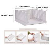 5Pcs Stackable Clothes Storage Basket Organizer Sliding Cabinet Drawer Shelf DIY Divider Separator Desktop Container for Wardrobe Cupboard Kitchen Bathroom Office (White)