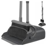 kelamayi Broom and Dustpan Set for Home, Office, Indoor&Outdoor Sweeping, Stand Up Broom and Dustpan (Black&Gray)