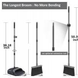 kelamayi Broom and Dustpan Set for Home, Office, Indoor&Outdoor Sweeping, Stand Up Broom and Dustpan (Black&Gray)