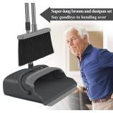 kelamayi Broom and Dustpan Set for Home, Office, Indoor&Outdoor Sweeping, Stand Up Broom and Dustpan (Black&Gray)